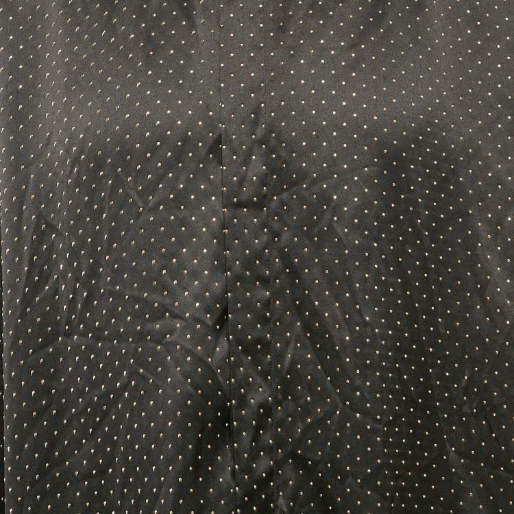 Pre Owned Saint Laurent Paris Black Micro Studded Satin Silk Shirt XXXL