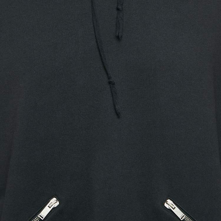 Pre Owned Saint Laurent Paris Black Cotton Hooded Sweatshirt XL