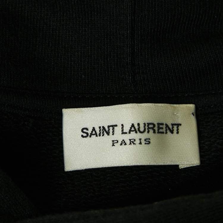 Pre Owned Saint Laurent Paris Black Cotton Hooded Sweatshirt XL