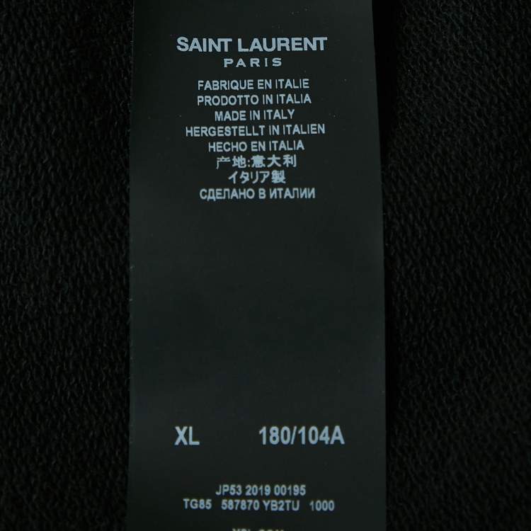 Pre Owned Saint Laurent Paris Black Cotton Hooded Sweatshirt XL