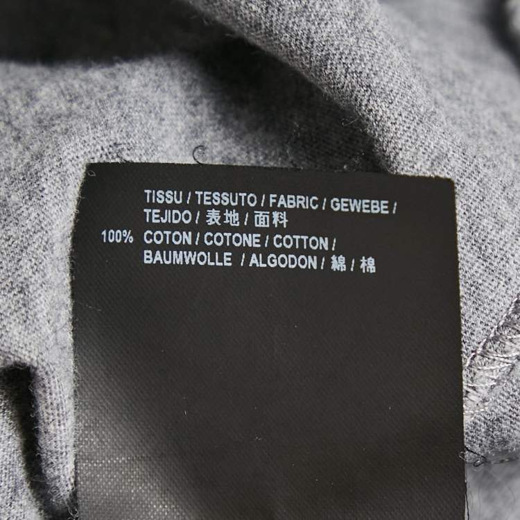 Pre Owned Saint Laurent Grey Printed Cotton Crew Neck T-Shirt S