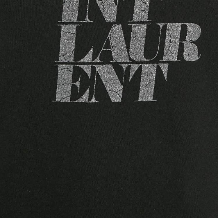 Pre Owned Saint Laurent Paris Black Printed Jersey T-Shirt XS