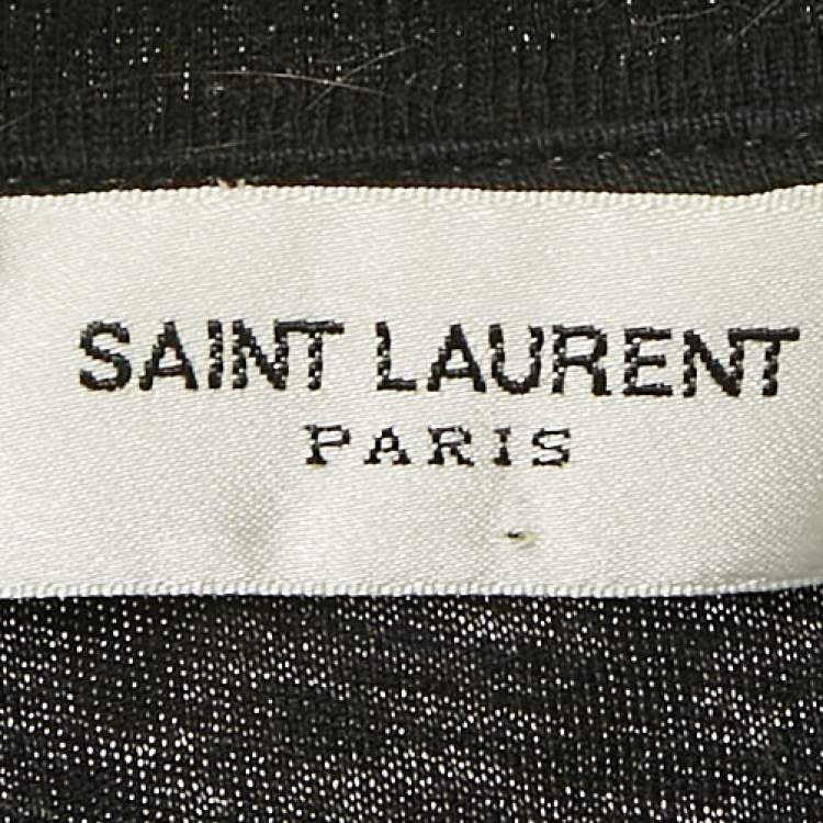 Pre Owned Saint Laurent Paris Black Printed Jersey T-Shirt XS