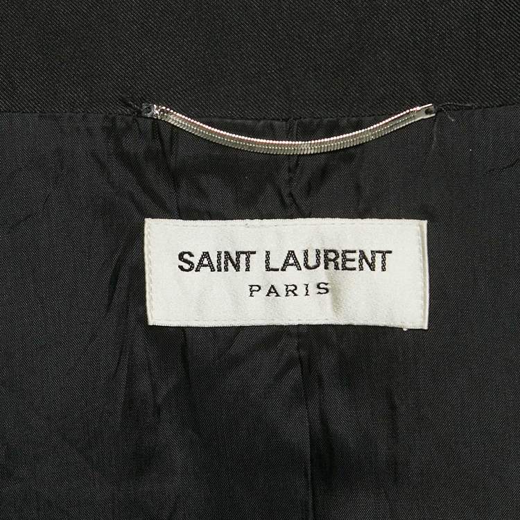 Pre Owned Saint Laurent Paris Black Silk Teddy Cassandre Jacket L