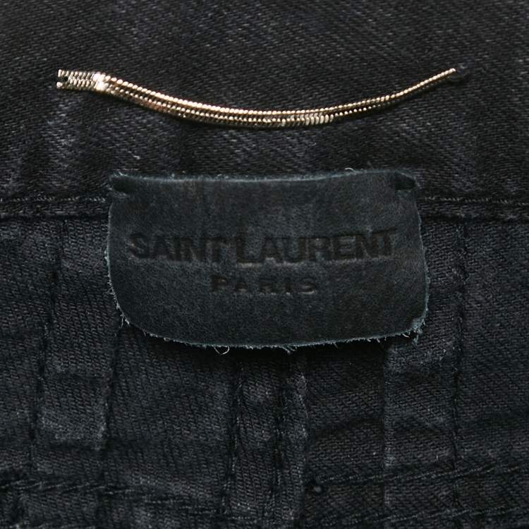 Pre Owned Saint Laurent Paris Black Washed and Distressed Denim Jeans M Waist 32"  