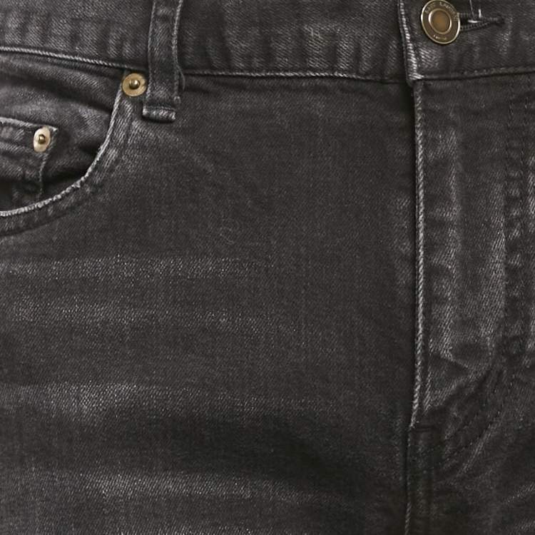 Pre Owned Saint Laurent Paris Black Washed and Distressed Denim Jeans M Waist 32"  