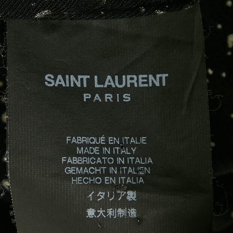 Pre Owned Saint Laurent Black Print Crepe Full Sleeve Shirt XL