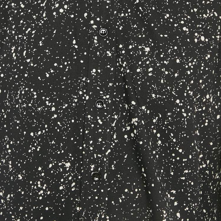 Pre Owned Saint Laurent Black Print Crepe Full Sleeve Shirt XL
