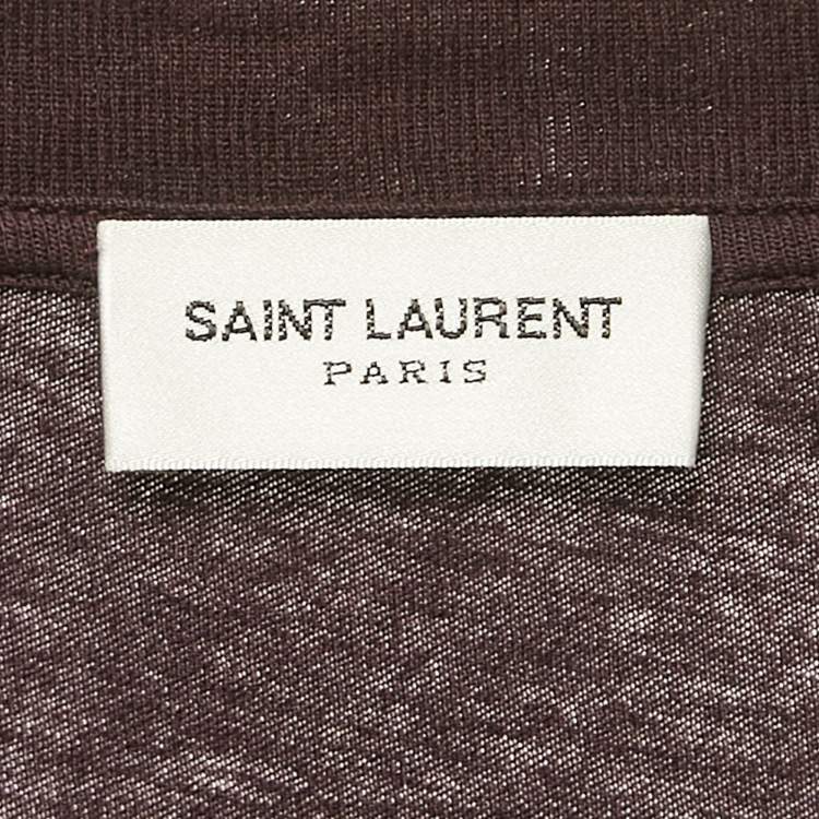 Pre Owned Saint Laurent Burgundy Ombre Crewneck T-Shirt XL