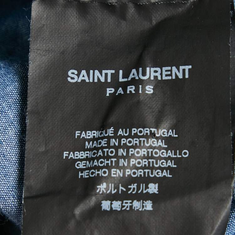 Pre Owned Saint Laurent Paris Blue Chambray Button Front Shirt XL
