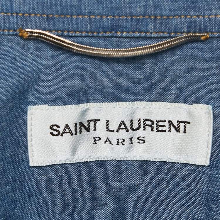 Pre Owned Saint Laurent Paris Blue Chambray Button Front Shirt XL