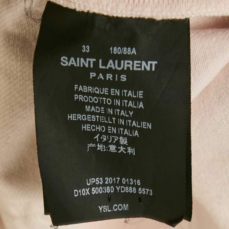 Pre Owned Saint Laurent Pink Ripped Denim Low Waist Jeans M Waist 33"  