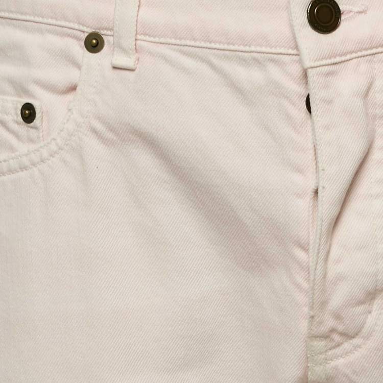 Pre Owned Saint Laurent Pink Ripped Denim Low Waist Jeans M Waist 33"  