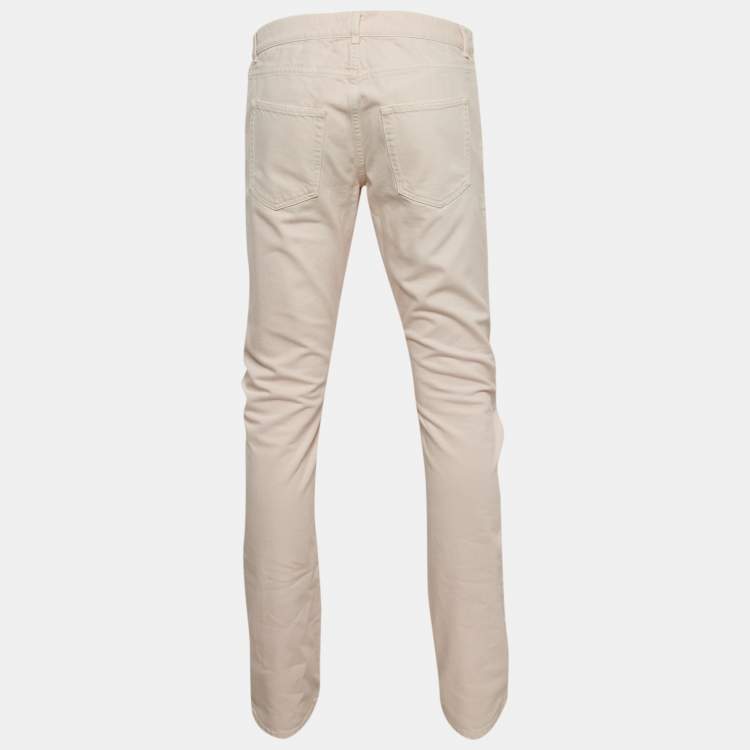 Pre Owned Saint Laurent Pink Ripped Denim Low Waist Jeans M Waist 33"  