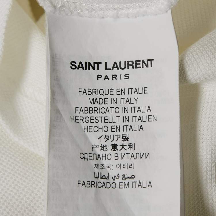 Pre Owned Saint Laurent White Cotton Pique Polo T-Shirt M