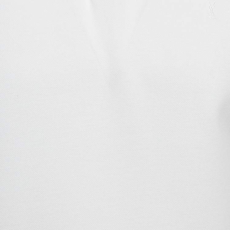 Pre Owned Saint Laurent White Cotton Pique Polo T-Shirt M