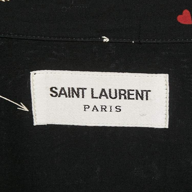 Pre Owned Saint Laurent Black Cupid Print Viscose Button Front Shirt M