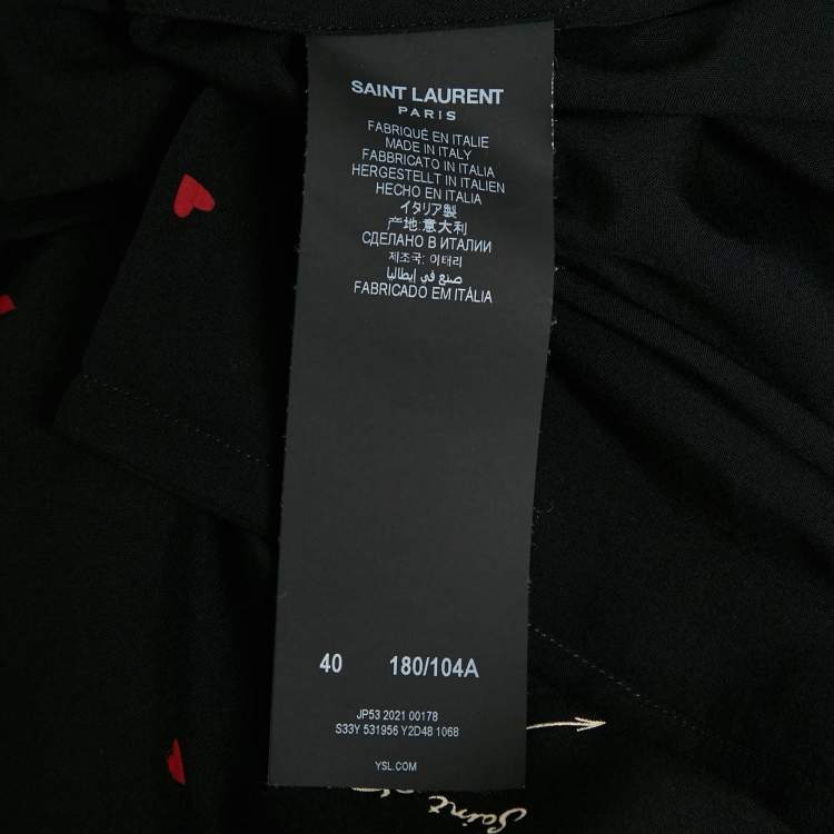 Pre Owned Saint Laurent Black Cupid Print Viscose Button Front Shirt M