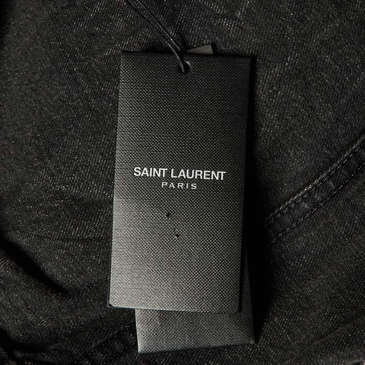 Pre Owned Saint Laurent Dark Grey Washed Denim Button Front Jacket L