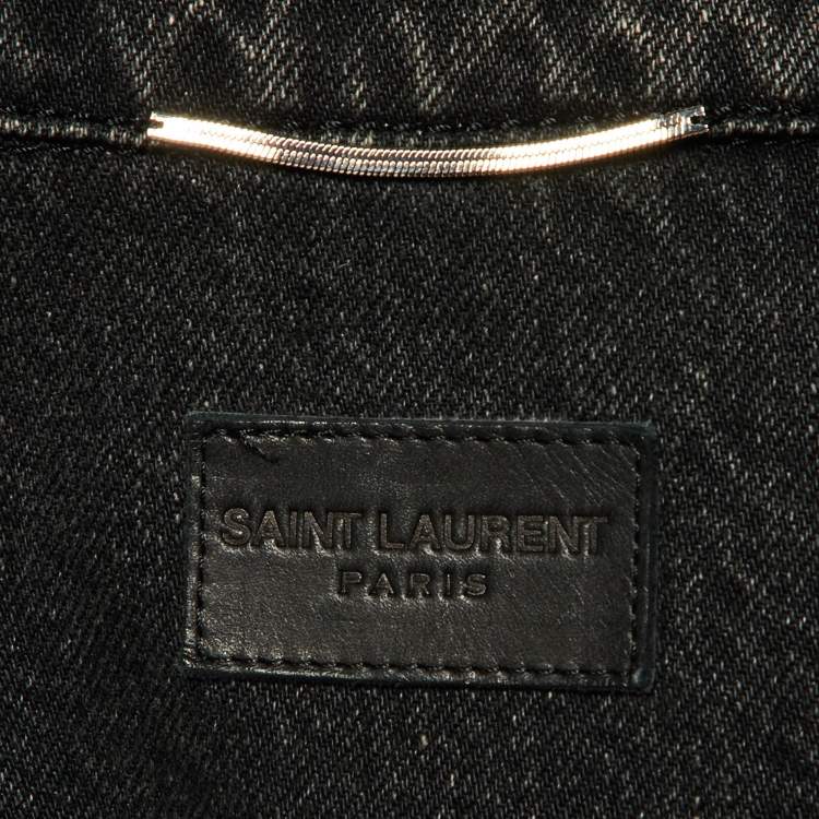 Pre Owned Saint Laurent Dark Grey Washed Denim Button Front Jacket L