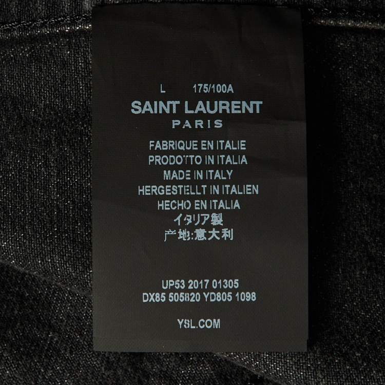Pre Owned Saint Laurent Dark Grey Washed Denim Button Front Jacket L