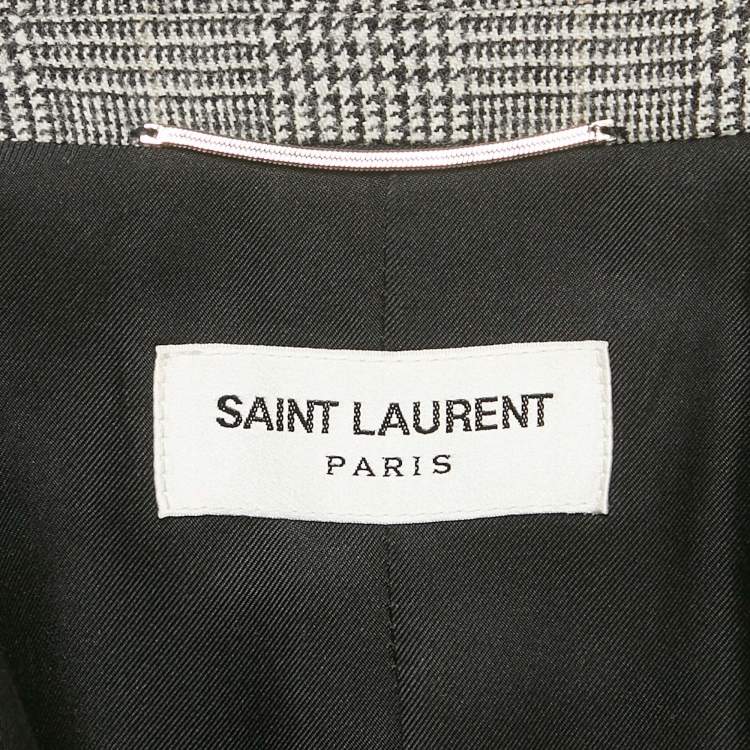 Pre Owned Saint Laurent Monochrome Hounstooth Wool Blazer M