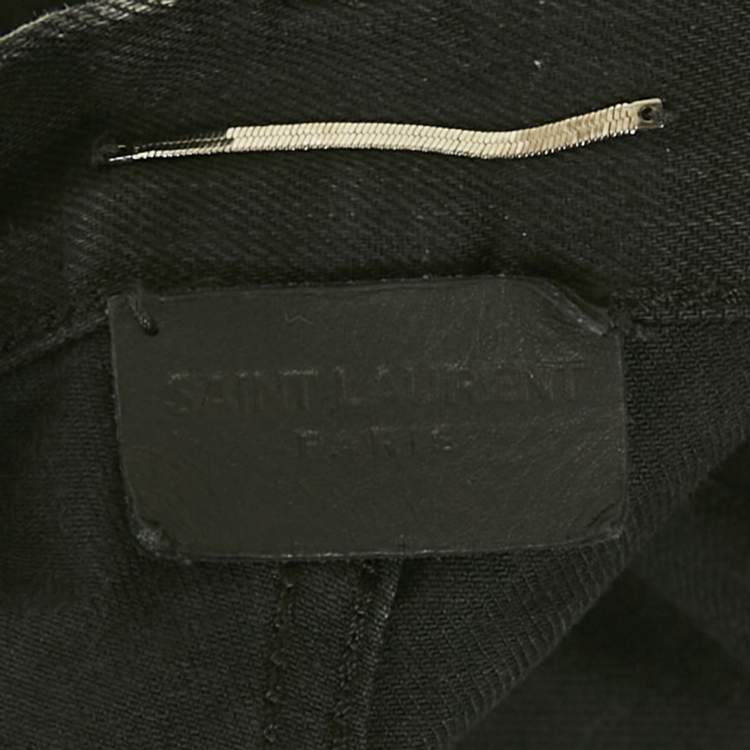 Pre Owned Saint Laurent Paris Black Denim Frayed Hem Shorts M