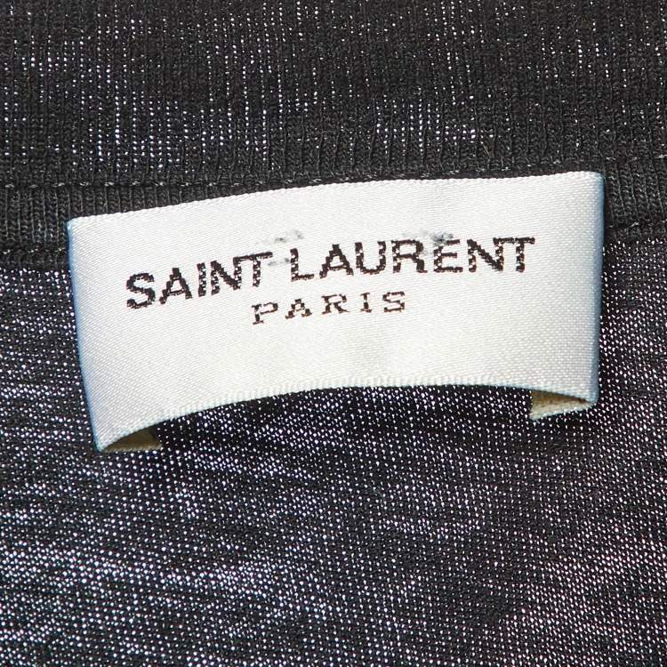 Pre Owned Saint Laurent Paris Black Signature Cotton Crew Neck T-Shirt M
