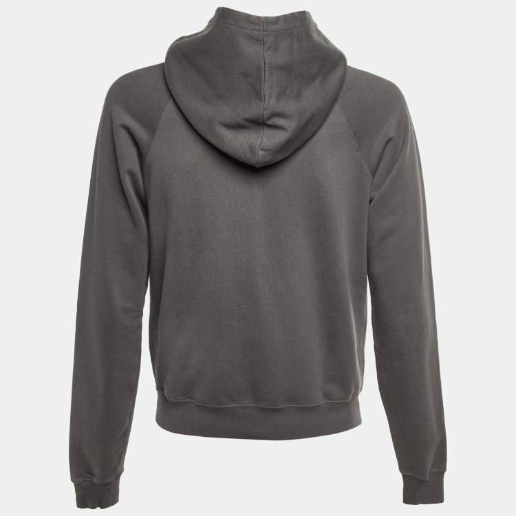 Pre Owned Saint Laurent Paris Grey Malibu Print Cotton Hoodie M 