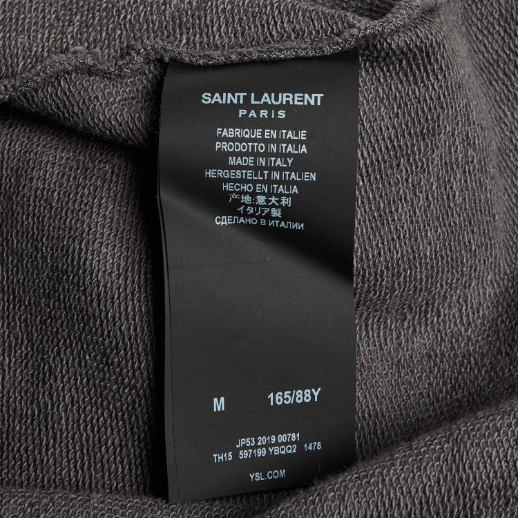 Pre Owned Saint Laurent Paris Grey Malibu Print Cotton Hoodie M 