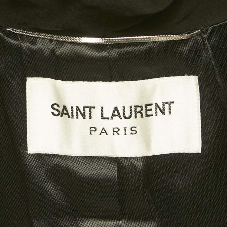 Pre Owned Saint Laurent Paris Black Shearling Hooded Duffle Coat XL 