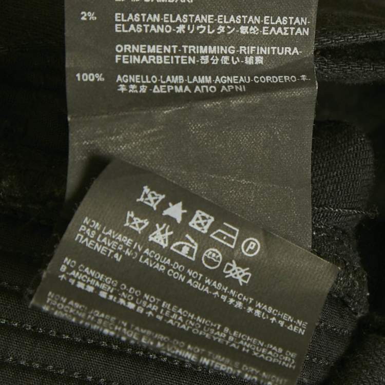 Pre Owned Saint Laurent Paris Black Denim and Leather Trim Jeans M Waist 32"