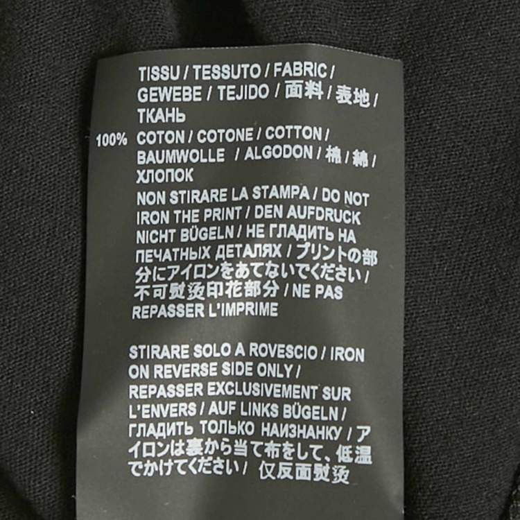 Pre Owned Saint Laurent Paris Black Stars Archive Logo Print Cotton Crew Neck T-Shirt L