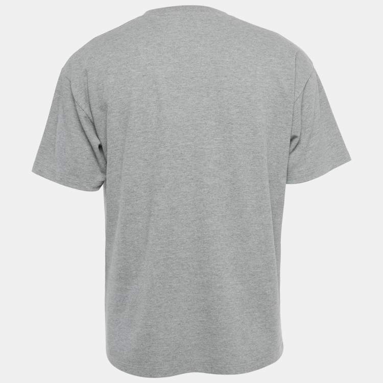 Pre Owned Saint Laurent Grey Logo Embroidery Cotton Blend Cassandre T-Shirt M