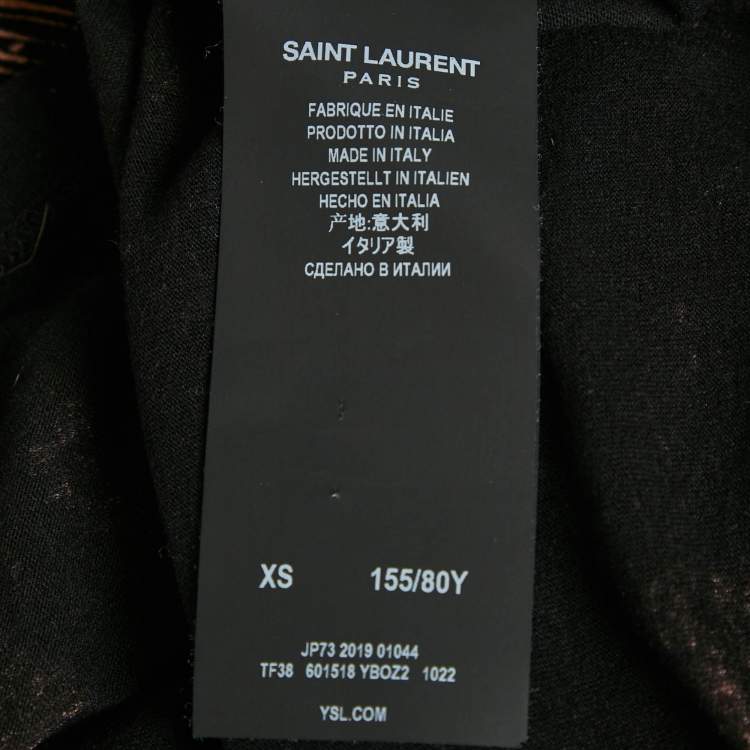 Pre Owned Saint Laurent Paris Black Palm Print Cotton T-Shirt XS 