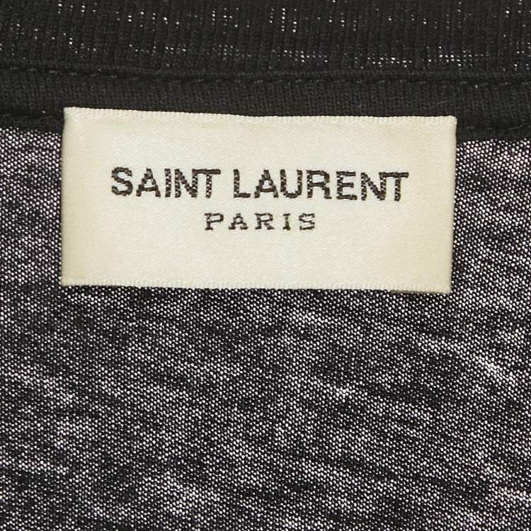 Pre Owned Saint Laurent Paris Black Palm Print Cotton T-Shirt XS 