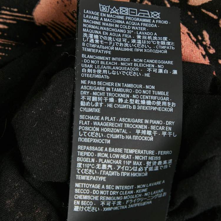 Pre Owned Saint Laurent Paris Black Palm Print Cotton T-Shirt XS 