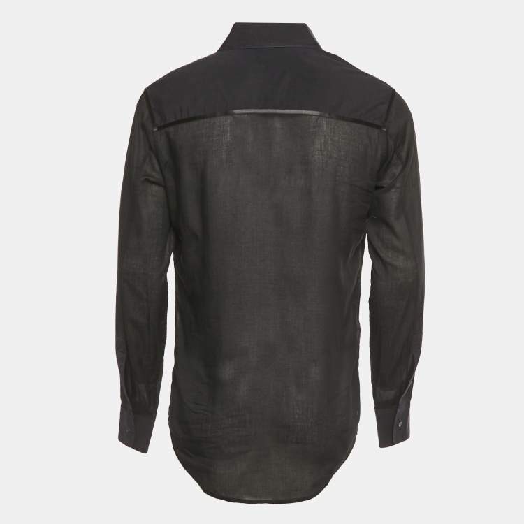 Pre Owned Saint Laurent Paris Black Paneled Cotton Shirt XL