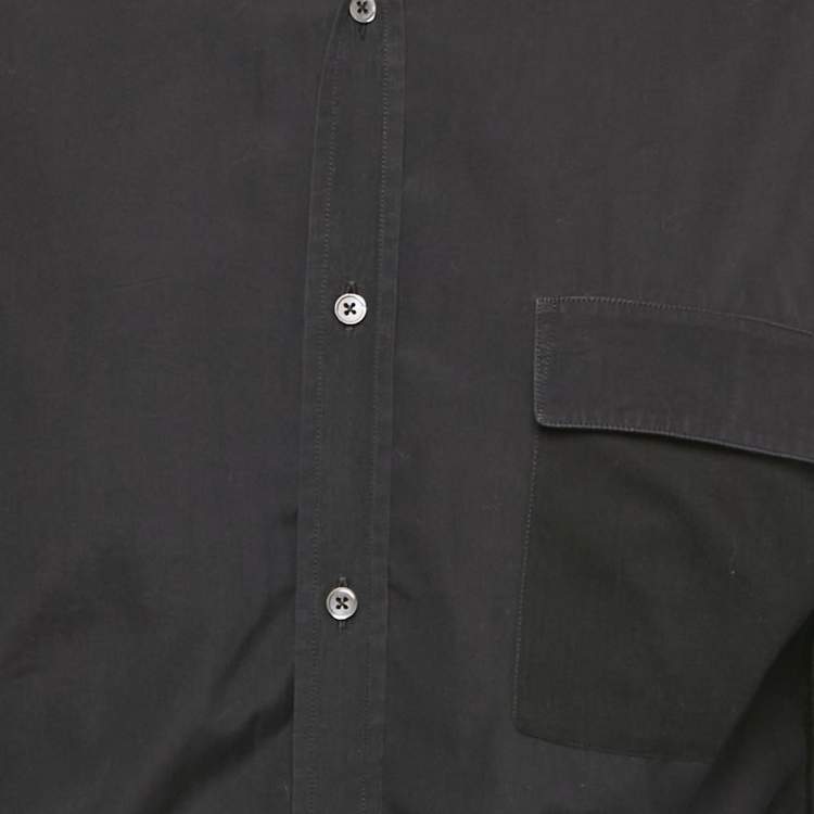Pre Owned Saint Laurent Paris Black Paneled Cotton Shirt XL