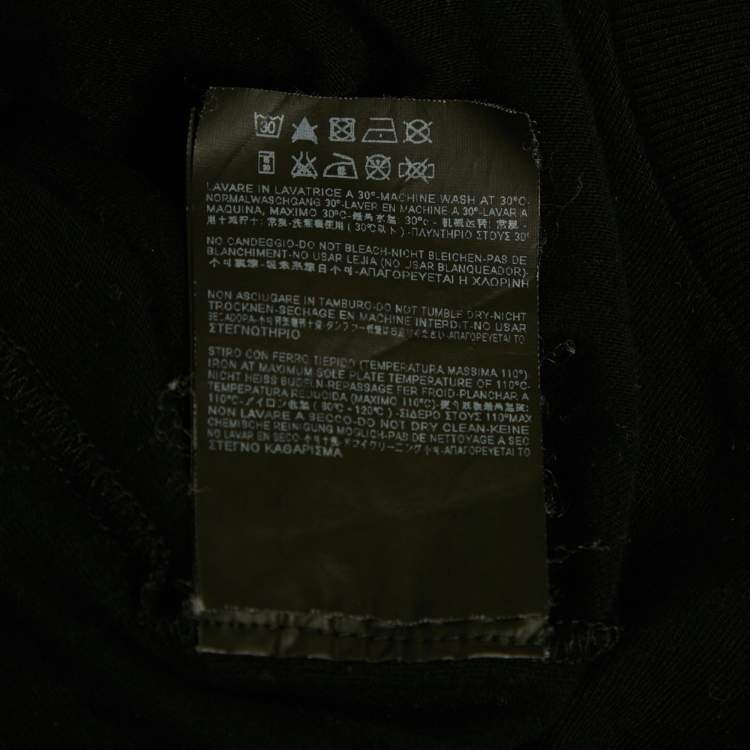 Pre Owned تي شيرت سان لوران ياقة دائرية جيرسي مطبوع أسود مقاس صغير (إكس صغير)