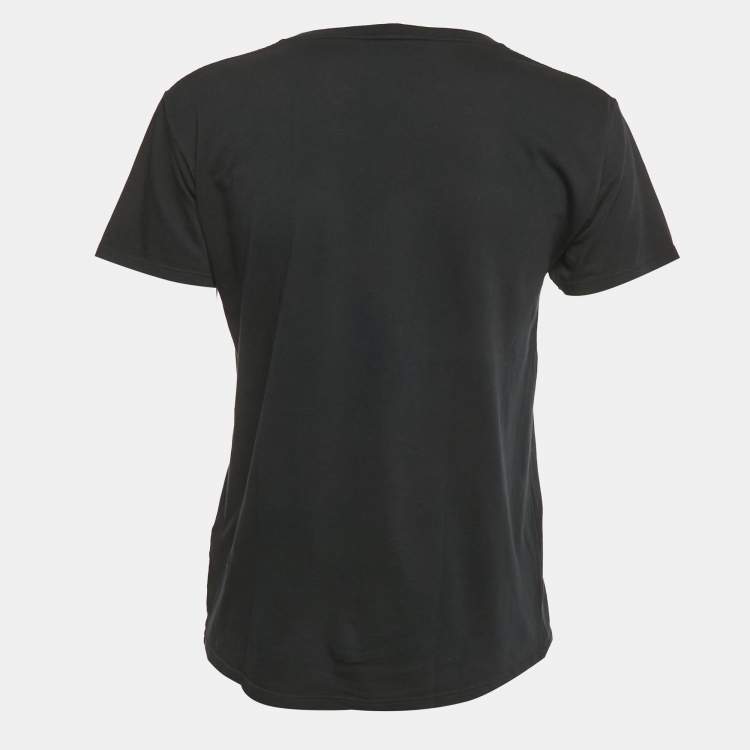 Pre Owned Saint Laurent Paris X Grimes Black Printed Cotton T-Shirt XS 