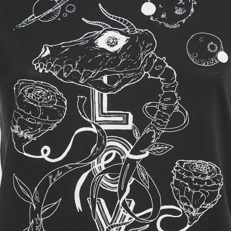 Pre Owned Saint Laurent Paris X Grimes Black Printed Cotton T-Shirt XS 