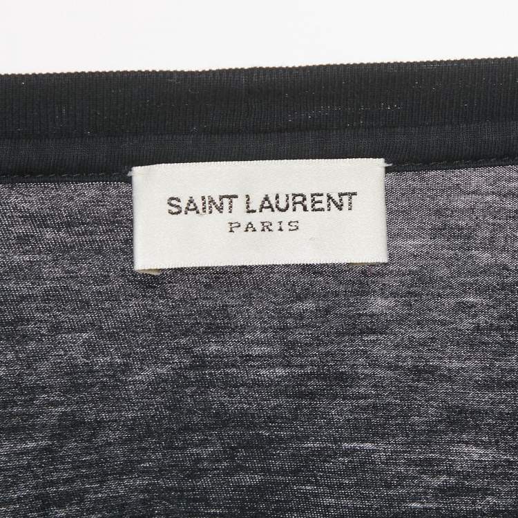 Pre Owned Saint Laurent Paris X Grimes Black Printed Cotton T-Shirt XS 