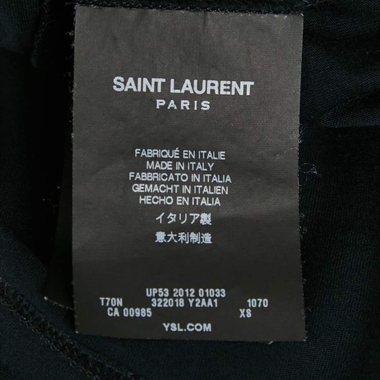 Pre Owned Saint Laurent Paris X Grimes Black Printed Cotton T-Shirt XS 