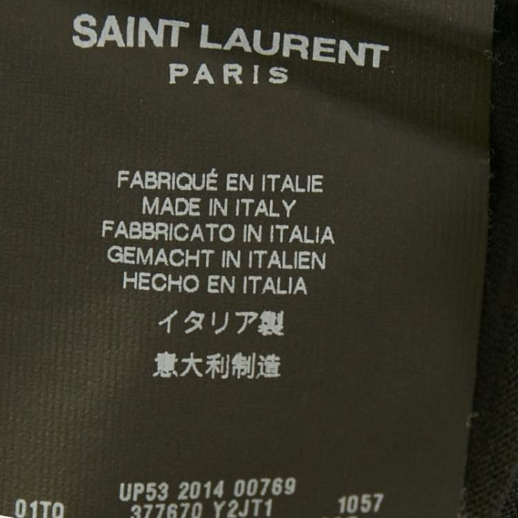 Pre Owned Saint Laurent Paris Black Printed Cotton Crewneck T-Shirt XS 