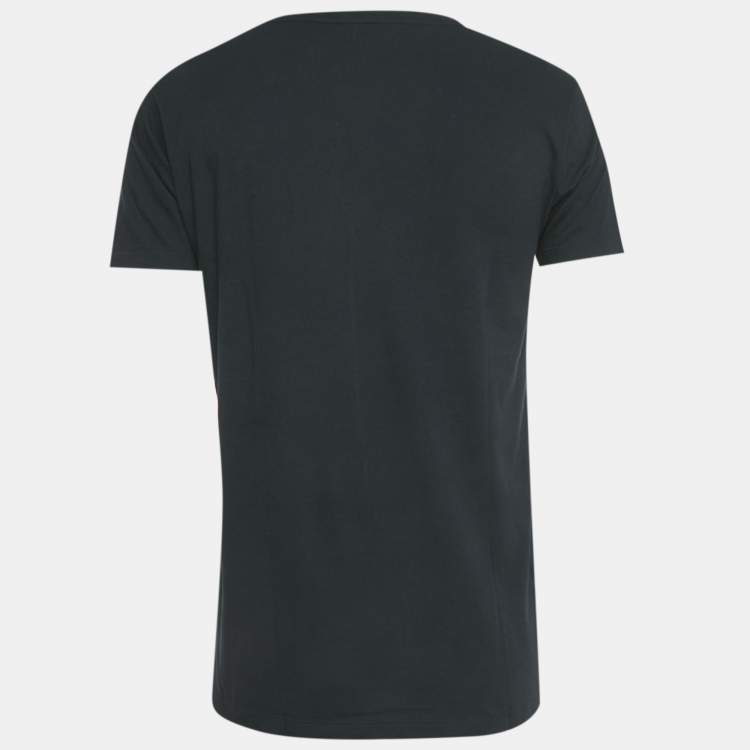 Pre Owned Saint Laurent Paris Black Printed Cotton T-Shirt S