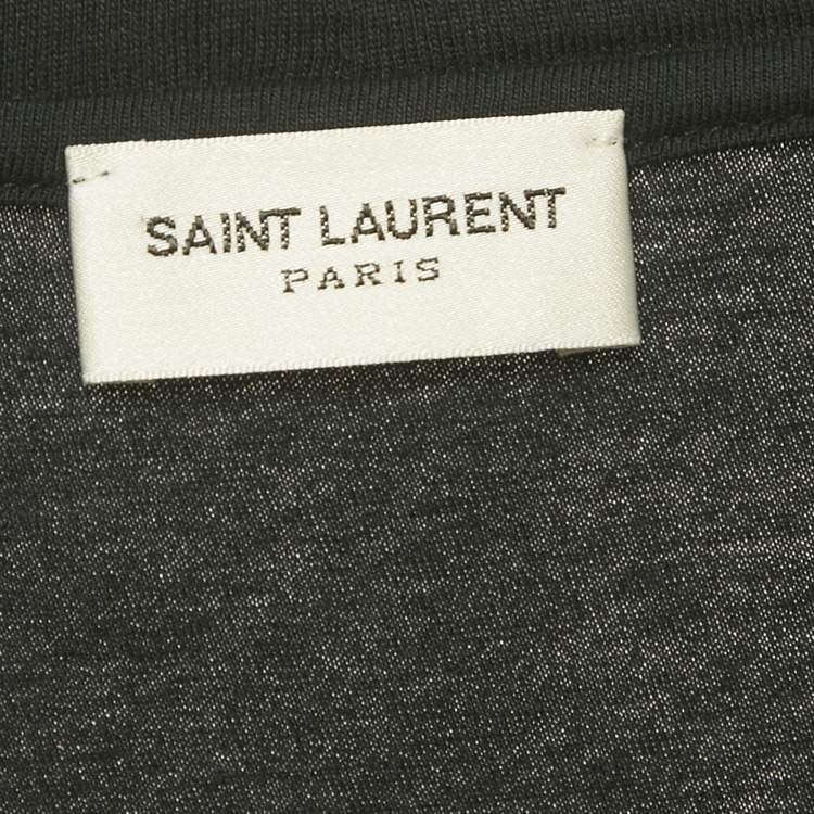 Pre Owned Saint Laurent Paris Black Printed Cotton T-Shirt S
