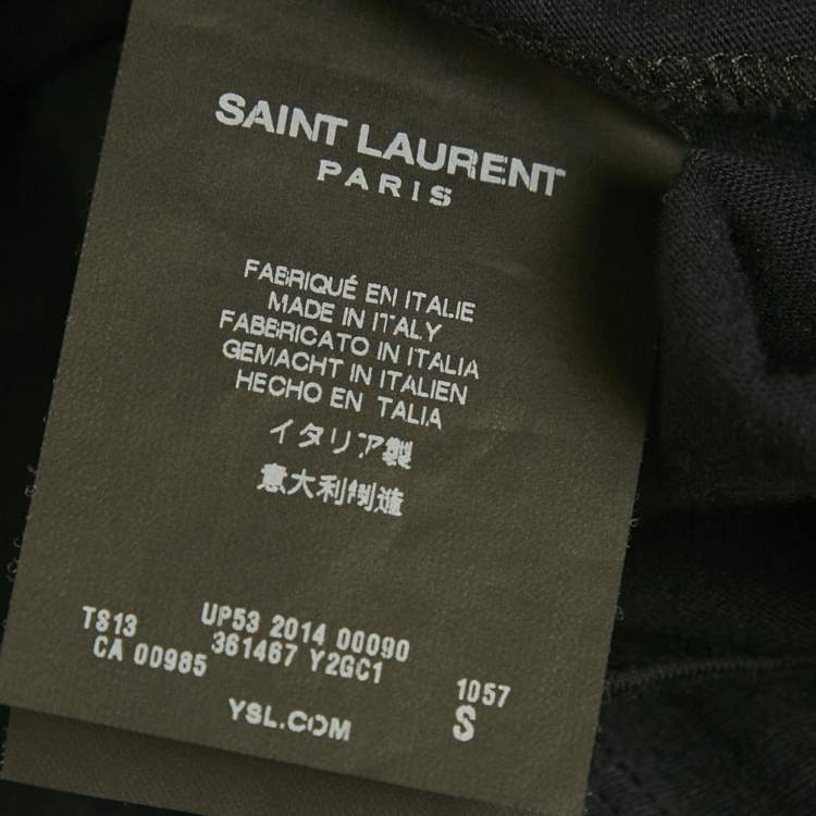 Pre Owned Saint Laurent Paris Black Printed Cotton T-Shirt S