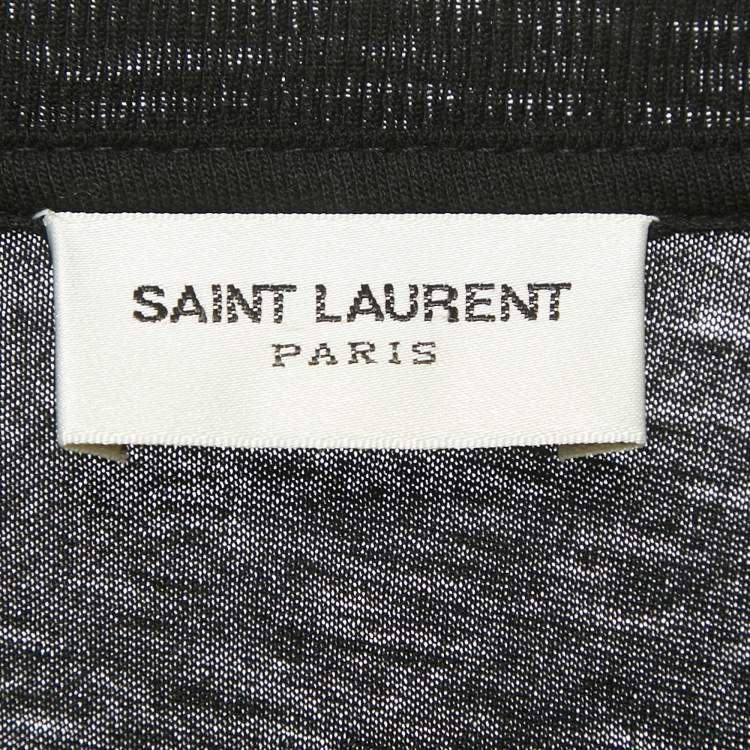 Pre Owned Saint Laurent Paris Black Love 1971 Printed Cotton T-Shirt XS 