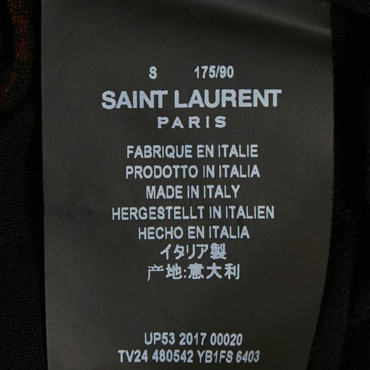Pre Owned Saint Laurent Paris Black Flame Print Cotton T-Shirt S 